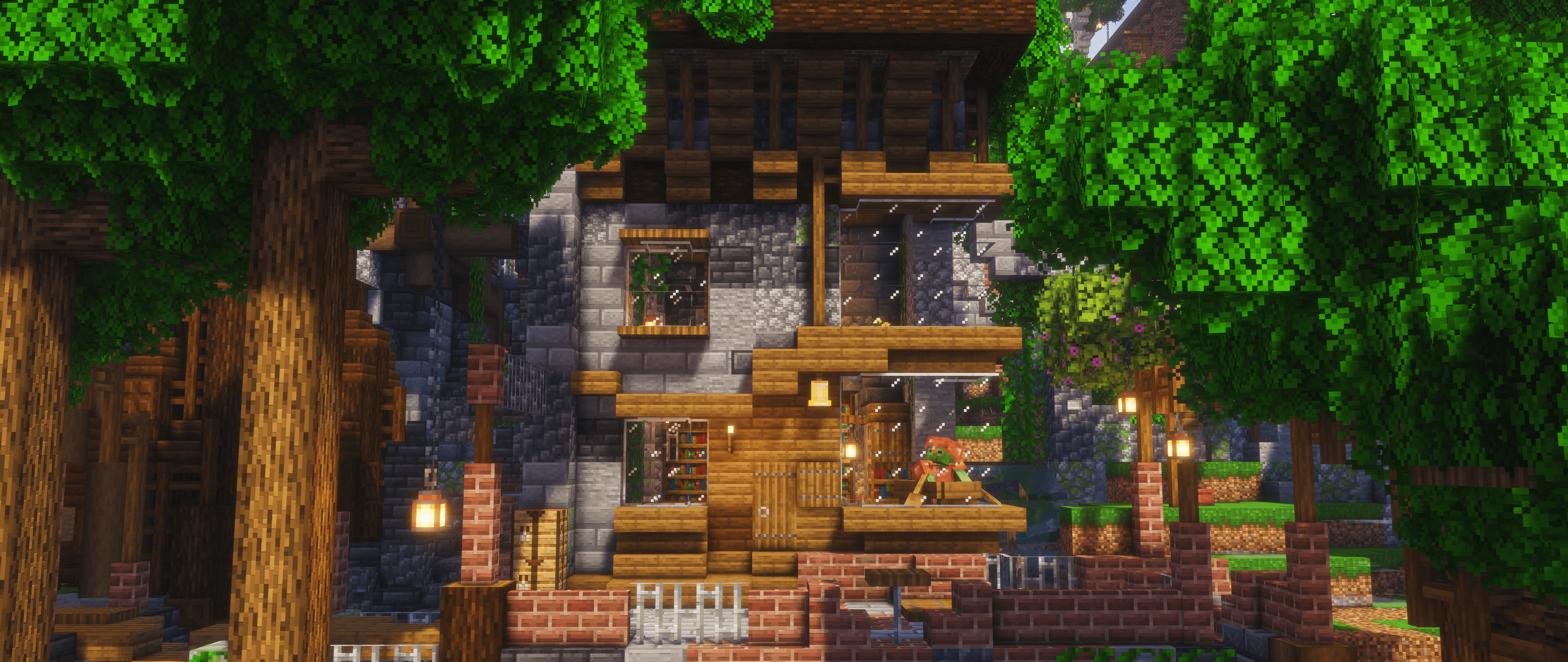 Detailed bookstore facade and decorative build work